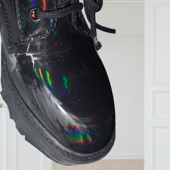 Guess Iridescent Platform Zip Up Boots Size 7M - Picture 6 of 11